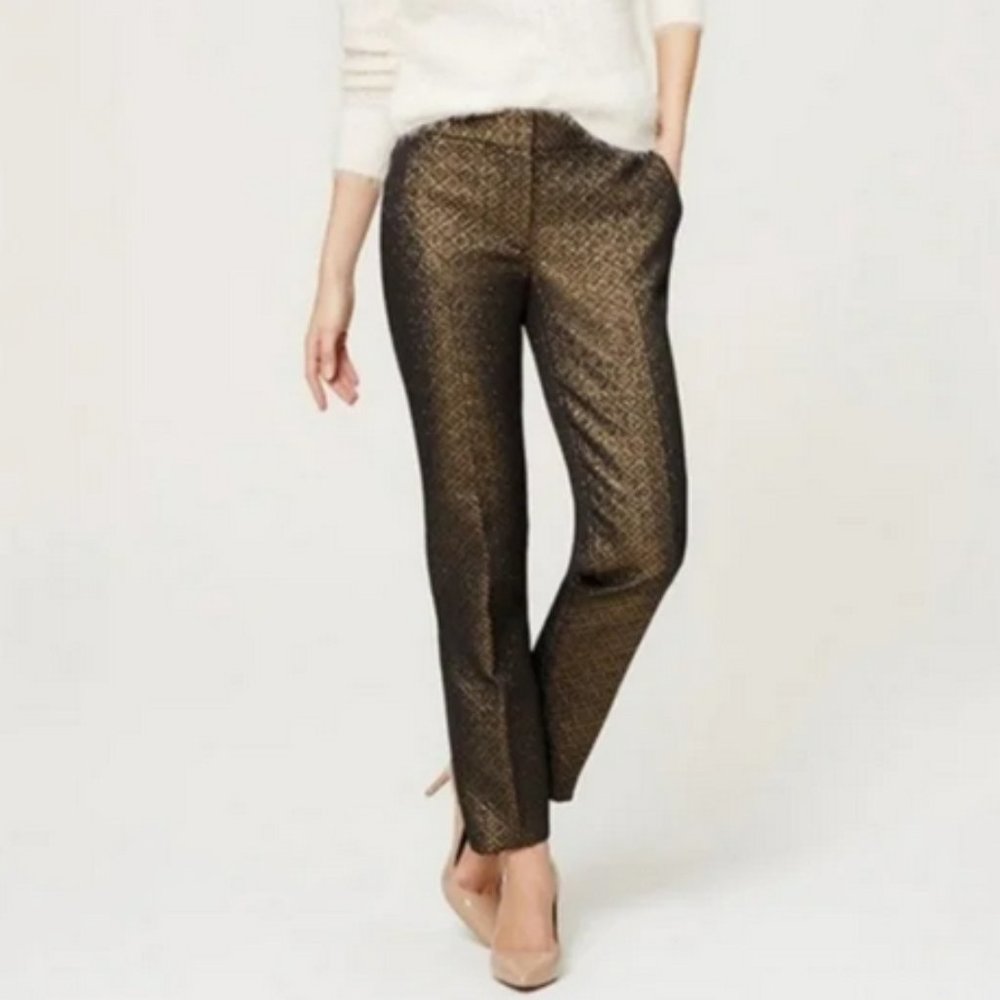 Metallic brocade ankle pants, sz 14